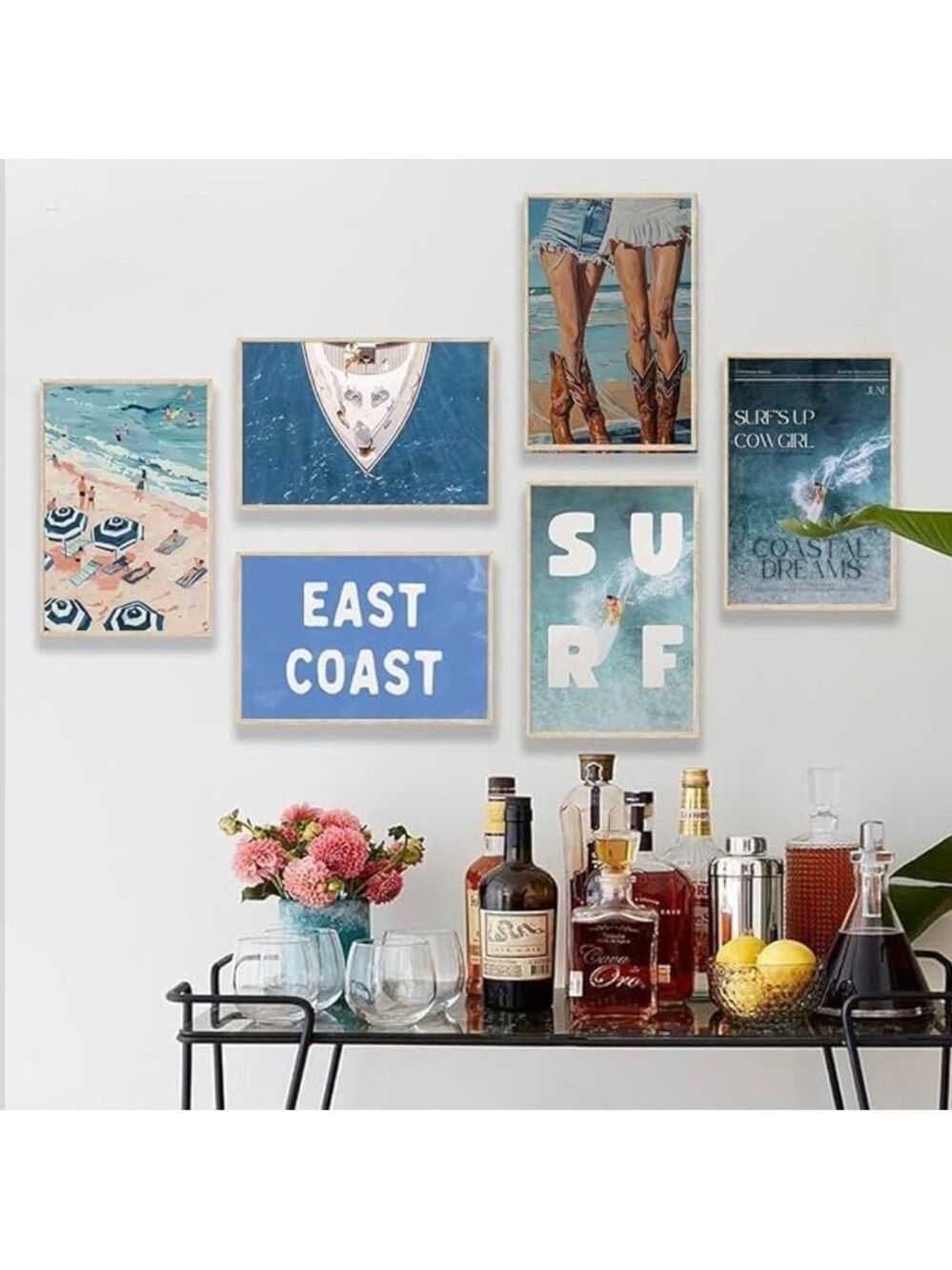 Set of 6 Coastal Cowgirl Canvas Wall Art Prints